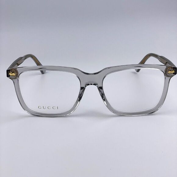 NEW GUCCI LOGO GG0737O 016 Clear Gray Rectangle Men Eyeglasses - Picture 5 of 13